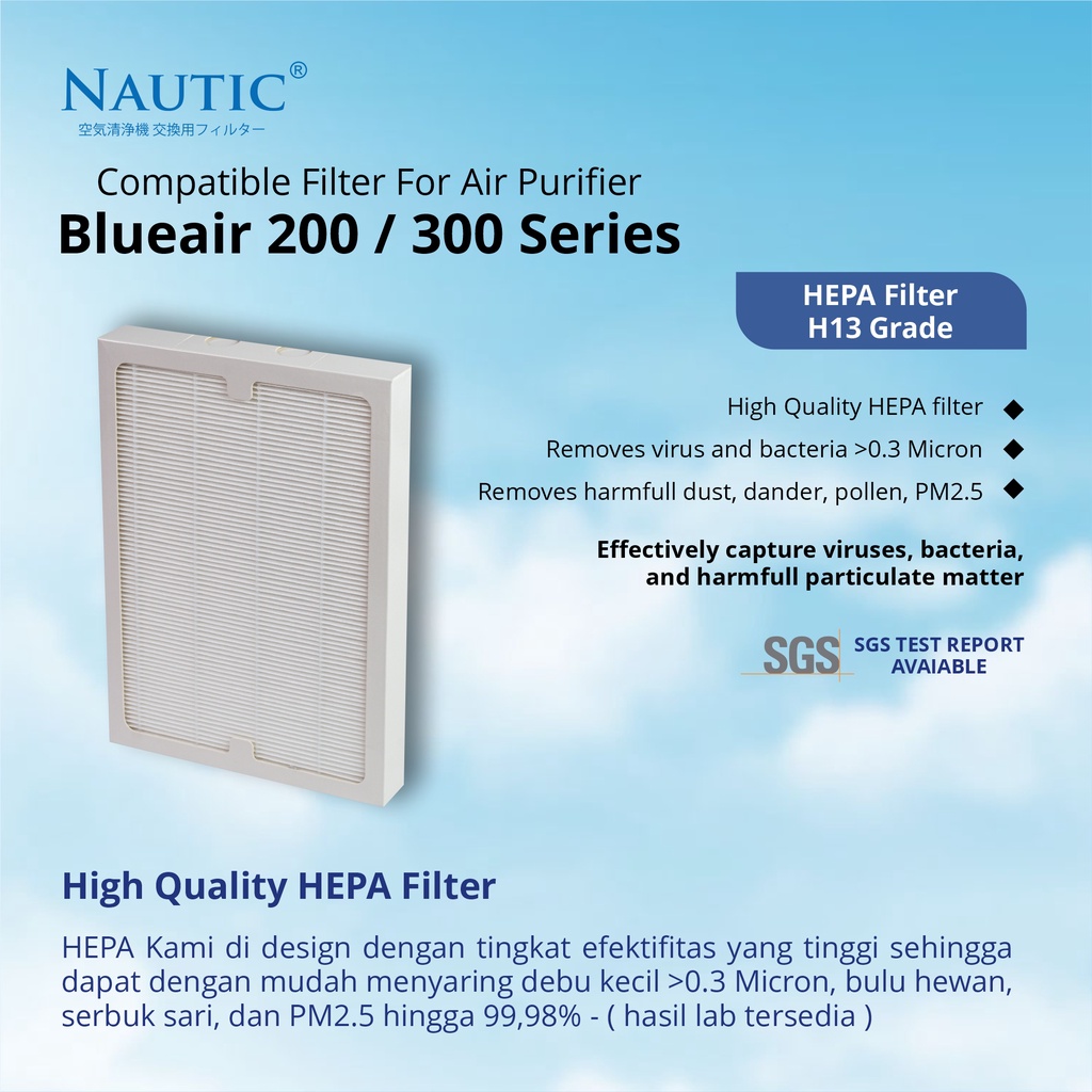 Nautic - Filter Air Purifier Blu*air 201 203 205 210 215 250 270 303 Replacment Filter Blu*air 200 Series Filter udara blue air 200 / HEPA+Carbon