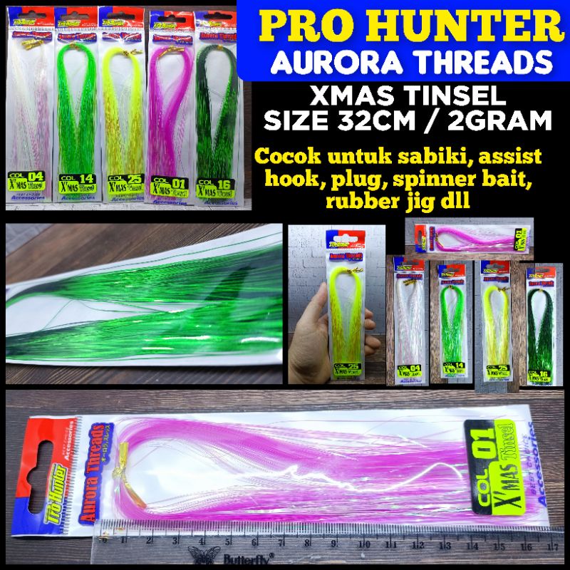 PRO HUNTER AURORA THREADS PRO HUNTER XMAS TINSEL BULU MUTIARA SABIKI BAIT CASTING BULU KILAT BULU PA