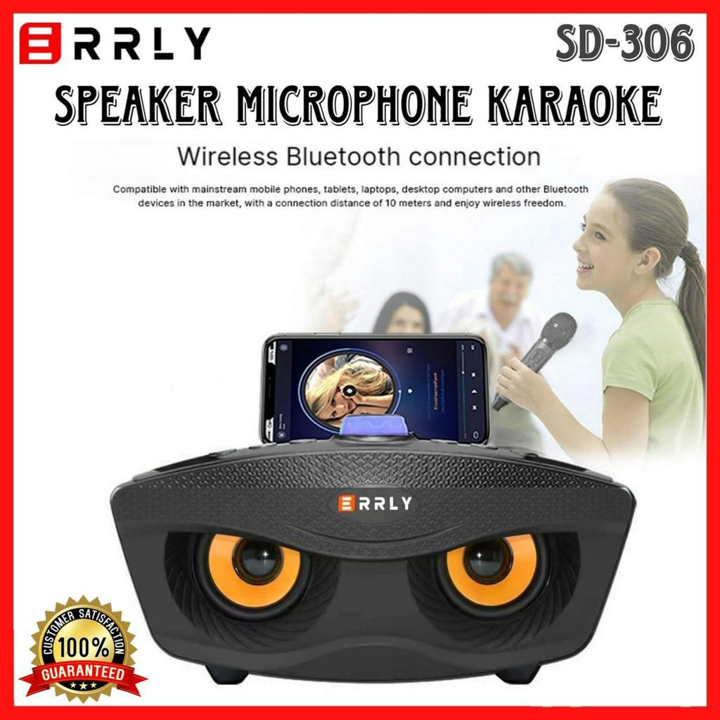 Speaker Bluetooth Karaoke SDRD / ERRLY SD-306  DUAL MIC Wireless ORI 100% Speaker Aktif Mata Elang Dah Free Bubble N Dus LUAR