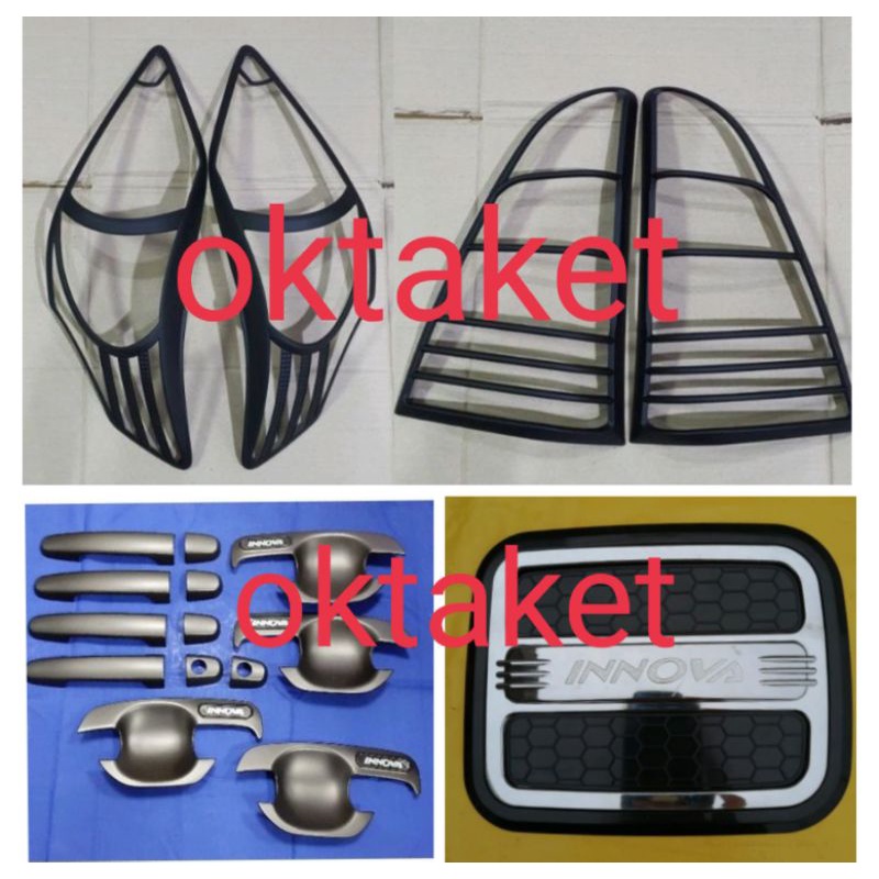 paket garnish depan belakang outer handle tank cover grand innova 2012 2013 2014 2015 hitam chrome paket lengkap