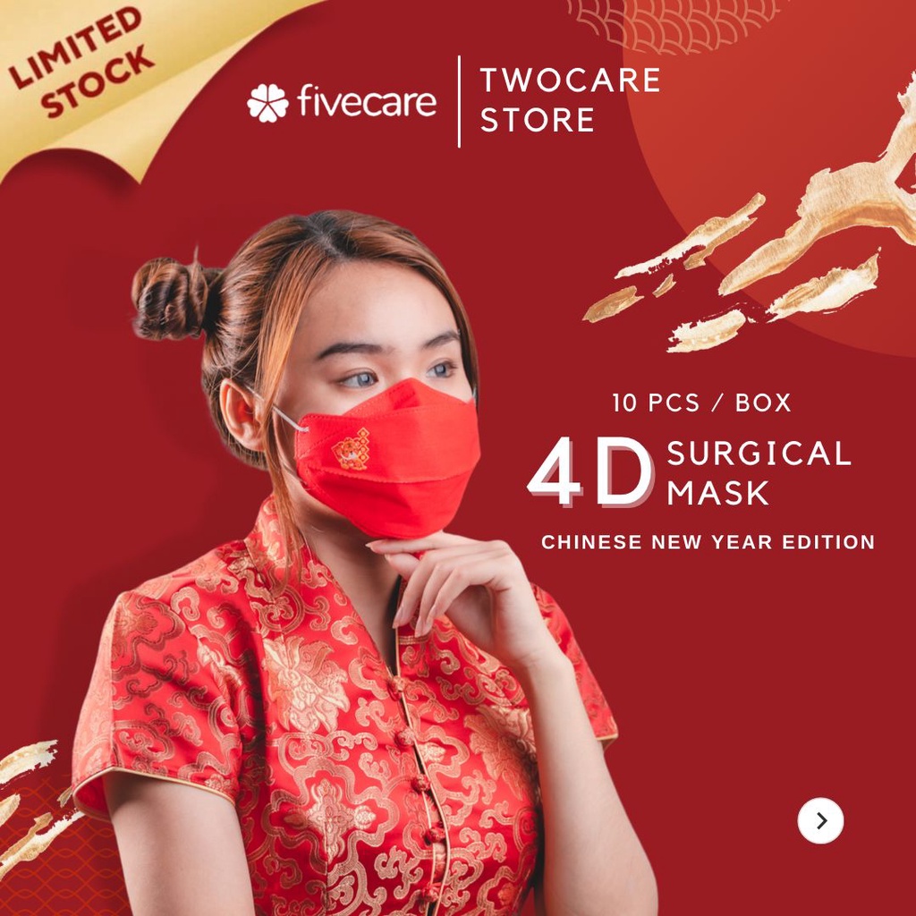 Fivecare 4D Masker 4 Ply Isi 10 Pcs Chinese New Year Edition Spesial Imlek