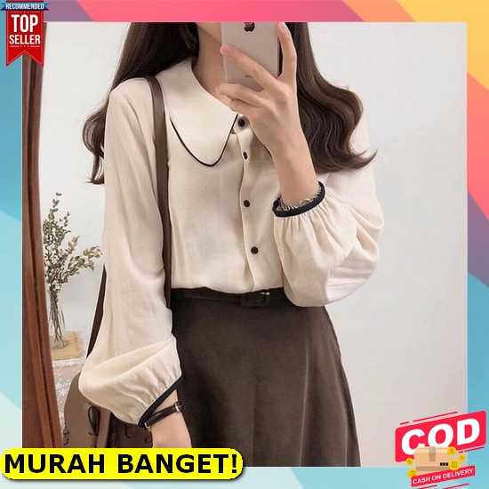 Kemeja 92316 - Atasan Kemeja Wanita Import Lengan Panjang Korea Fashion Terbaru Kekinian Cod - Kelly