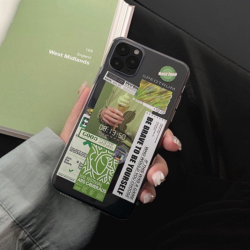 Soft Case Pelindung Transparan Motif Label Matcha Doughnut Untuk Iphone 13 7 + 8 Plus SE 2020 XS XR 11 12 Mini PRO MAX