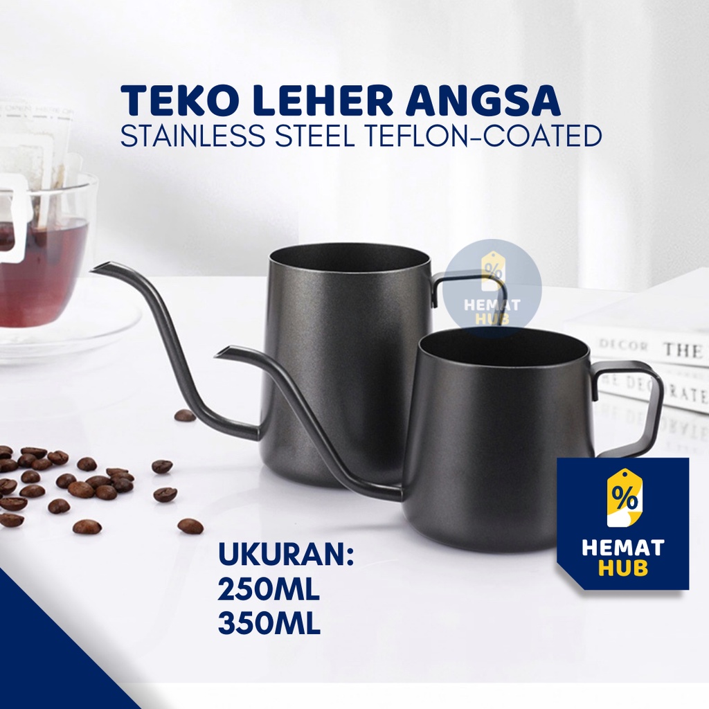 Teko Leher Angsa Ceret Kopi Stainless Steel Gooseneck Kettle V60 Pour Over Drip Maker Pot Hitam