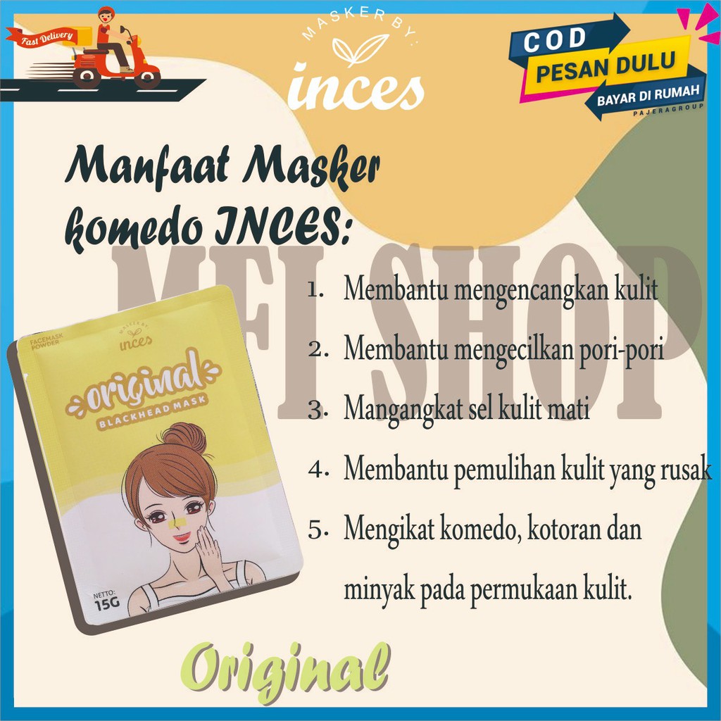 MASKER KOMEDO BY INCES 15 GRAM PERAWATAN WAJAH KECANTIKAN MASKER GELATIN SAPI HALAL