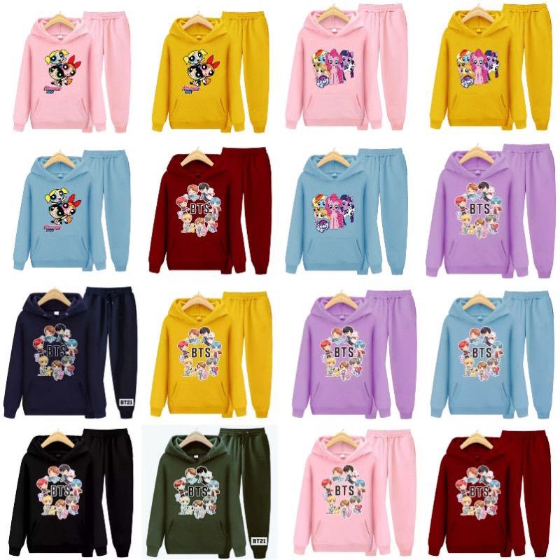 SETELAN HOODIE BTS/ HOODIE ANAK PEREMPUAN DAN LAKI-LAKI/ BAJU ANAK 1-5 TAHUN