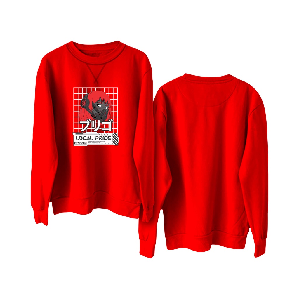 Sweater Crewneck BRIGO CYBERPUNK Sablon DTF Fleece Cotton II BRIGO Basic Sweatshirt  CYBERPUNK II M-XXL (Pria &amp; Wanita) Free stiker&amp;Gantungan Kunci