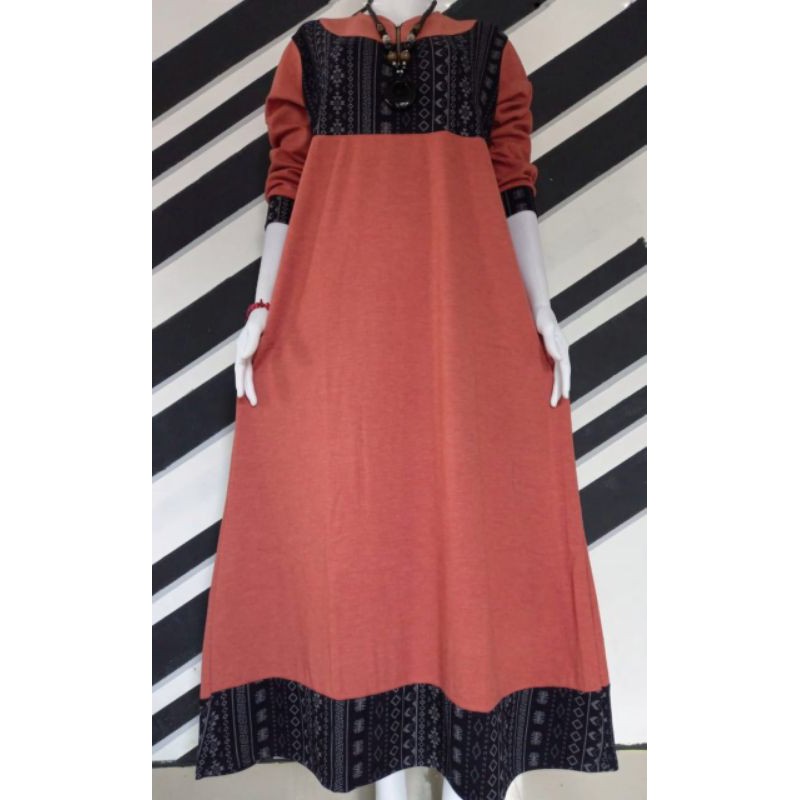 Dress Denim Motif / Gamis Denim murah /Maxi Dress denim / Gamis dewasa muslim denimH