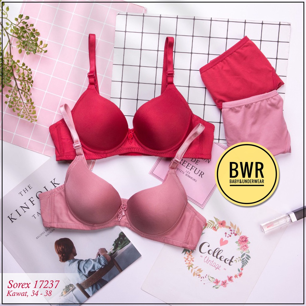 Bra Sorex 17237 Kawat / Bh Busa Sedang Kawat Kait 2 Super Soft PILIH WARNA | Bwr