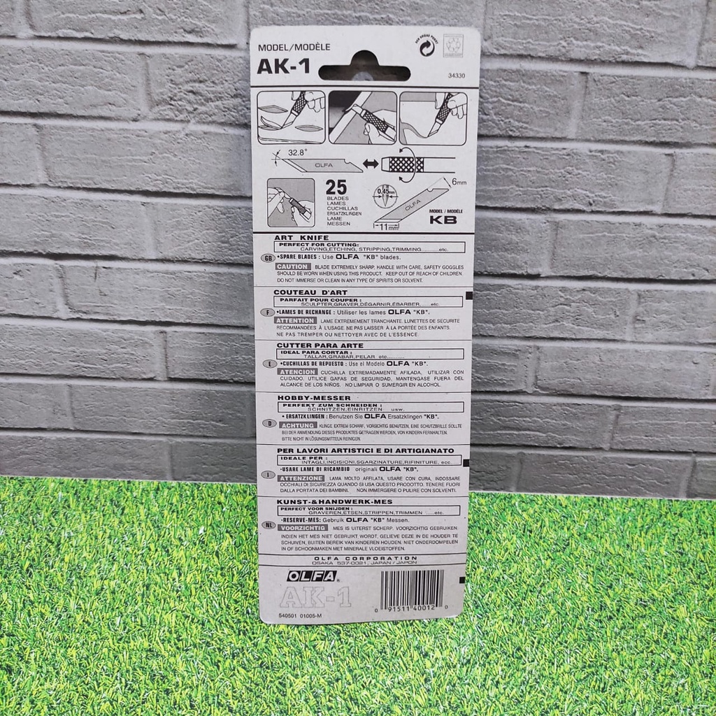 

gk OLFA AK-1 Pisau Cutter Pen Set Termasuk 25pcs Refill Art Knife With 25 Blades