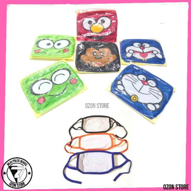 Masker busa bordir motif karakter lucu imut berbulu halus dan lembut