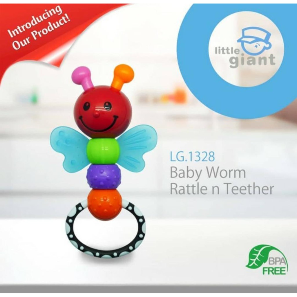 Little Giant LG 1328 Baby Worm Rattle n Teether