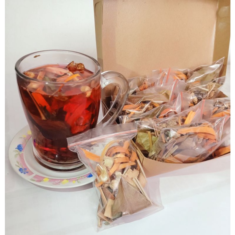 

10 pcs wedang uwuh J&P herbal premium + gula batu kemasan besar tinggal seduh