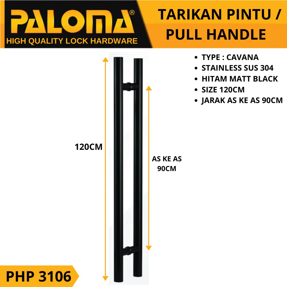 PALOMA PHP 3106 CAVANA PULL HANDLE TARIKAN PINTU 120CM HITAM BLACK MATT