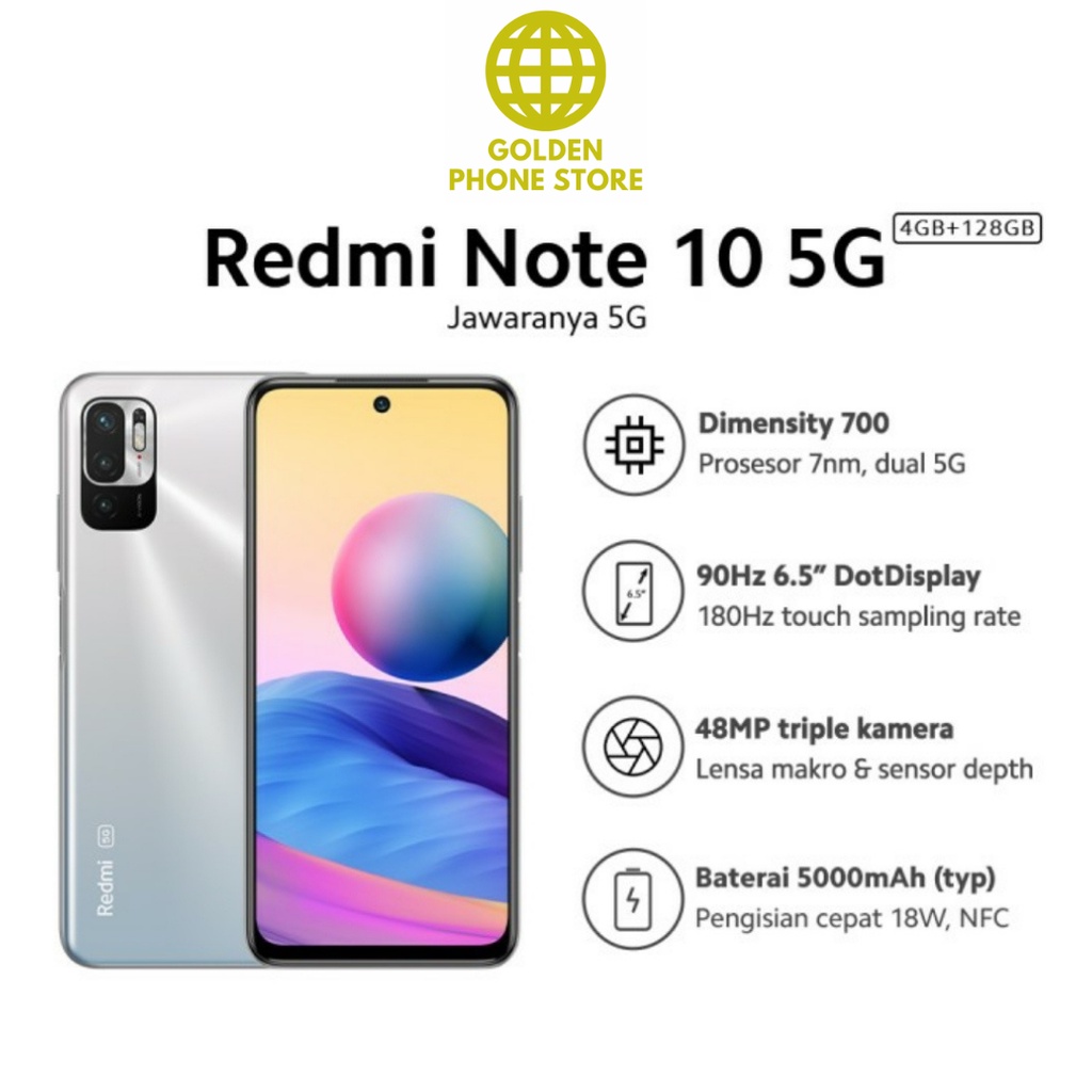 Xiaomi Redmi Note 10 5G (4G/128GB) Dimensity 700, 48MP Triple Kamera, Layar 6.5” 90Hz-3