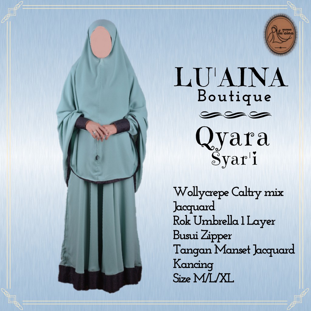 QYARA SYARI set gamis hijab premium muslimah branded busui elegant pesta original