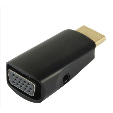 [TOSERBA_EMAK] - Adapter HDMI ke VGA &amp; AUX 1080P - S-PC-0389 - Black