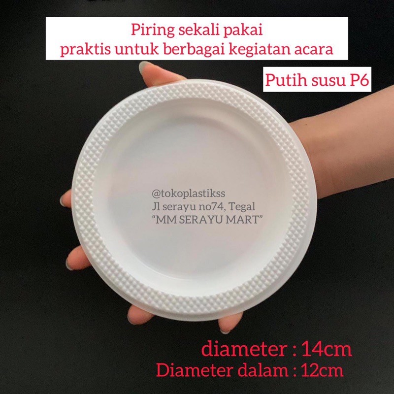 Piring Plastik kue ultah / piring Kecil P6 Putih Susu  isi 50 pcs