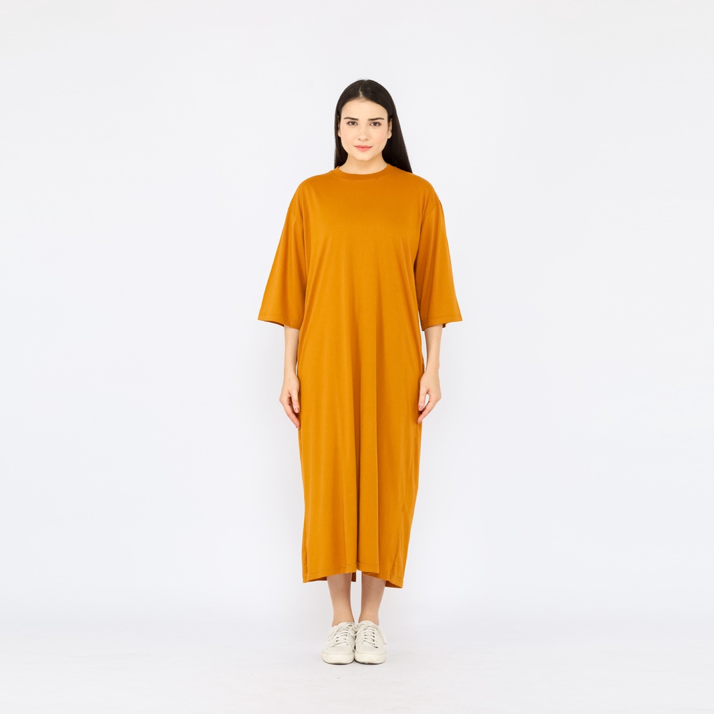 Atasan Dress Oversize Wanita Muslim 7/8 LD130 super comfy Dark Mustard