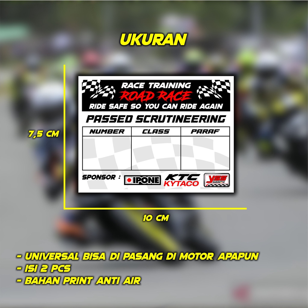 Sticker Scrutineering Road Race Balap Motor ( Isi 2 Pcs )