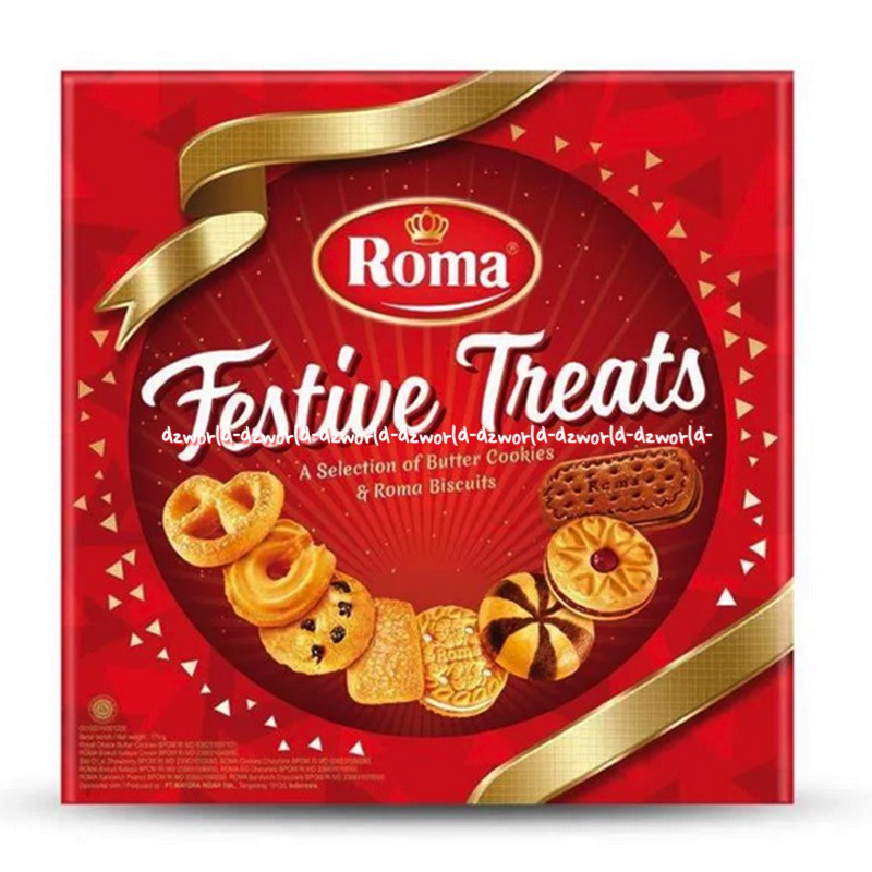 Roma Festive 765gr Treats Butter Coockies Biscuit Roma Biskut Kaleng Merah Treat