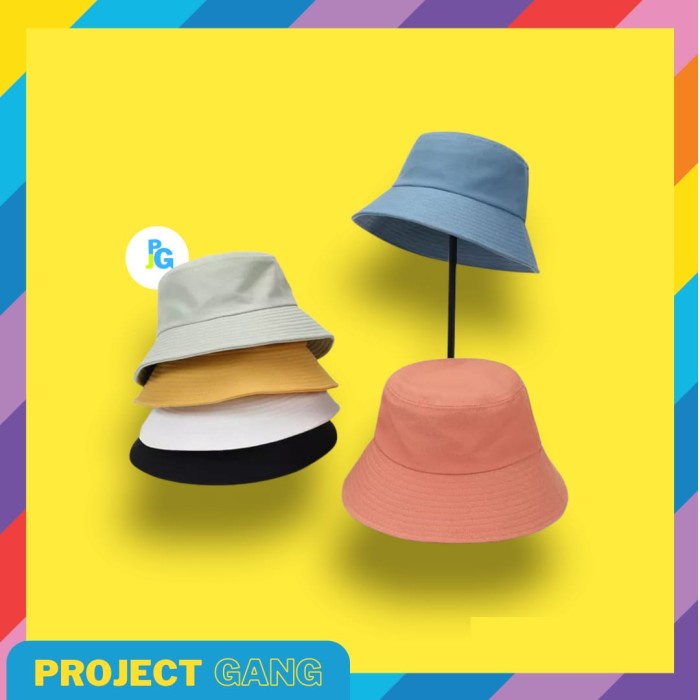 Topi Bucket Anak Laki-Laki Perempuan Warna Polos umur 2 - 8 tahun - Hitam