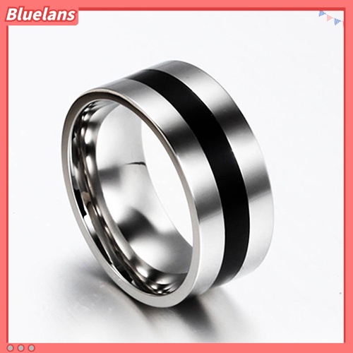 Bluelans Women Men Simple Wedding Engagement Stainless Steel Finger Ring Band Jewelry