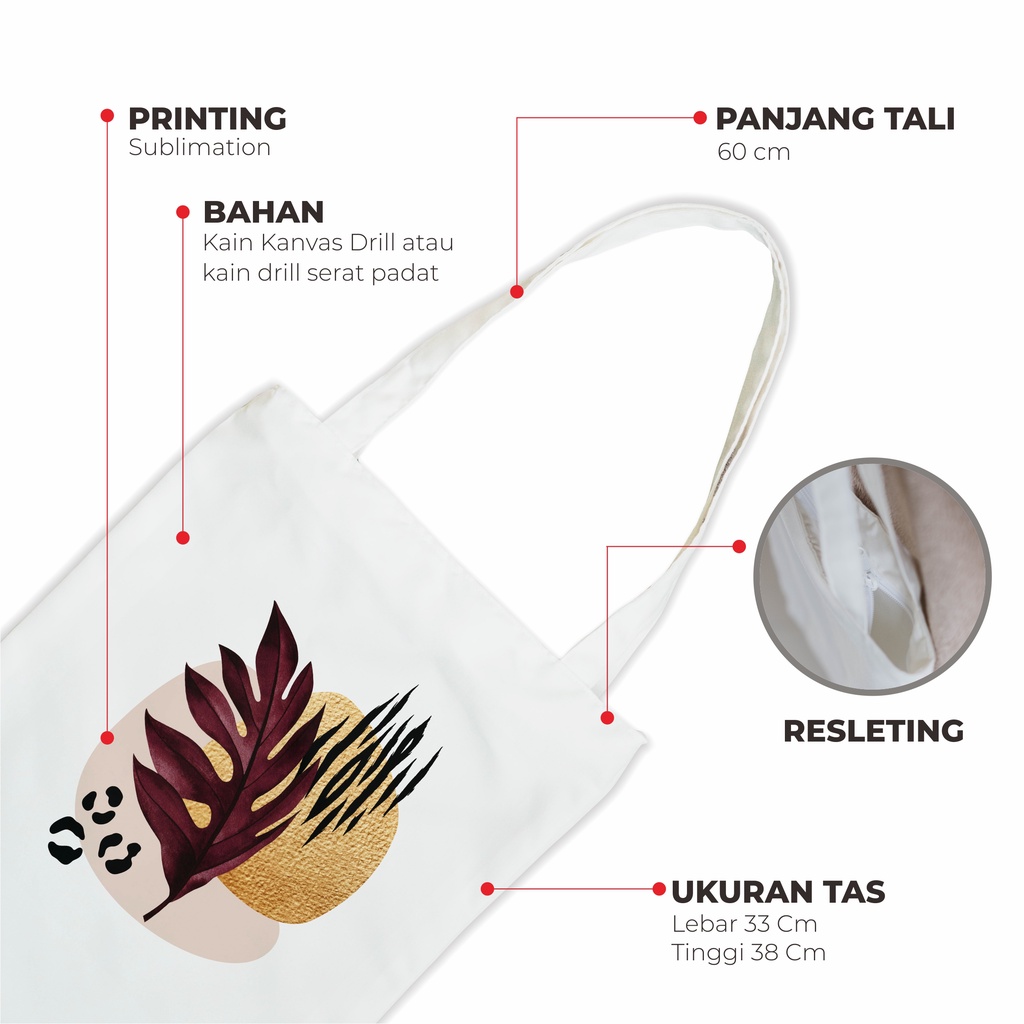 Sevine Totebag Custom Tas Wanita Tote Bag Resleting Tropical Series - TL