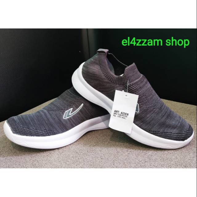 New era AIDEN Sepatu Pria Slip on Sepatu Casual Rajut Warna Abu Tua dan Abu Muda