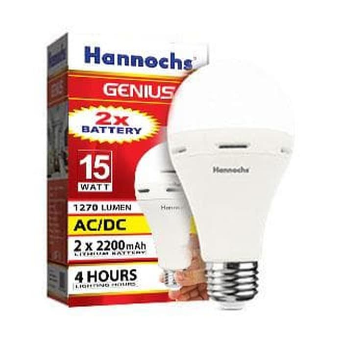 Hannochs Genius Lampu Bohlam LED Emergency 15 watt - Dua Fungsi AC DC BERGARANSI RESMI 1 TAHUN MANTAP