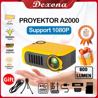 Promo Termurah 100% Asli Mini Projector A2000 Full HD 1080P Video Projector 800 Lumens Portable Proyektor