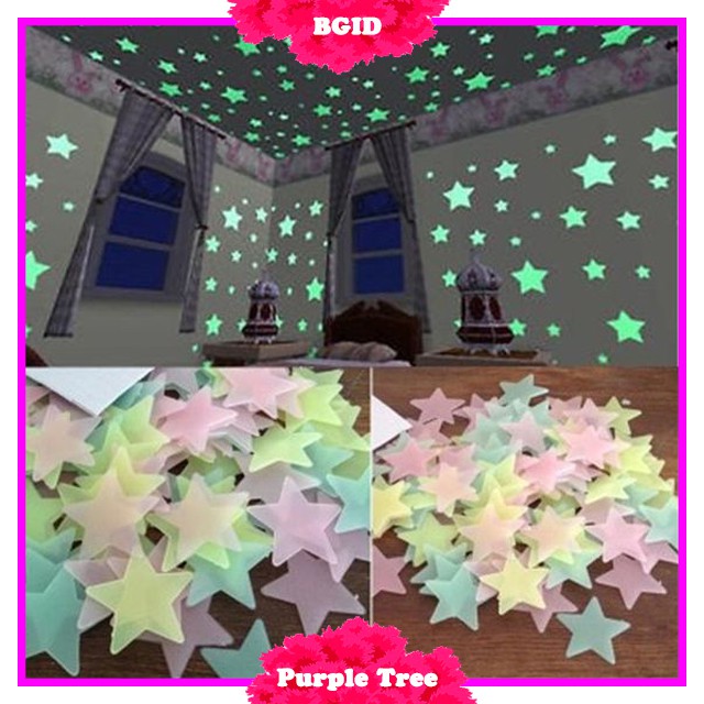  STIKER BINTANG NYALA  GLOW IN THE DARK STARS 100 PCS 