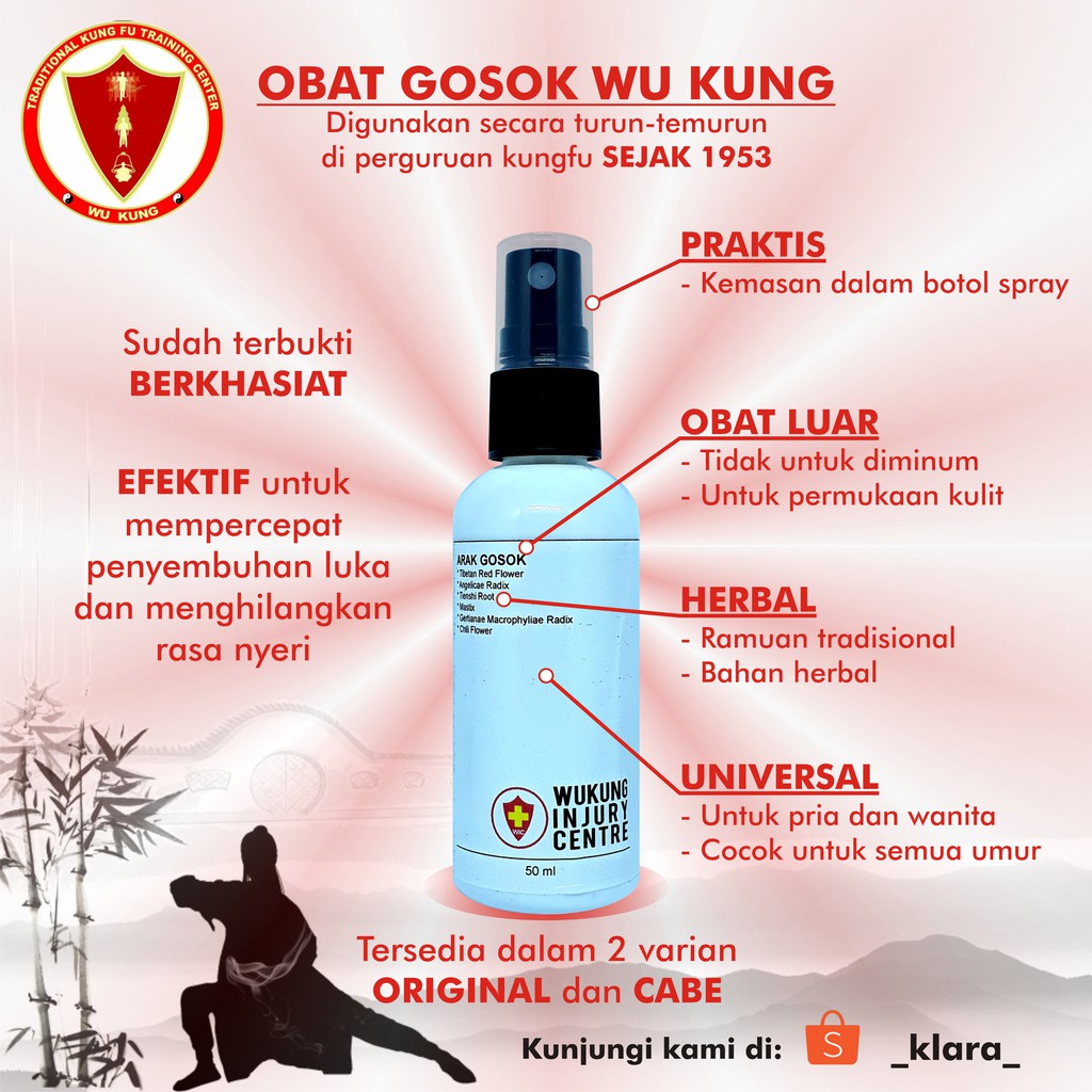 Obat Gosok/ Arak Gosok ORIGINAL WUKUNG Botol Spray 60ml Obat Luka Memar Lebam Pukul