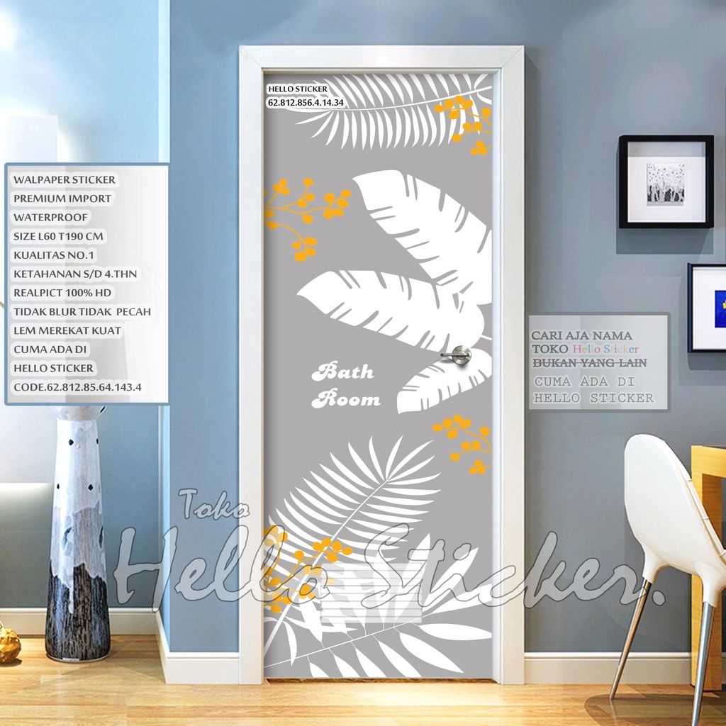 Stiker Pintu Kamar Mandi Estetik Wallpaper Pintu Kamar Mandi/Toilet