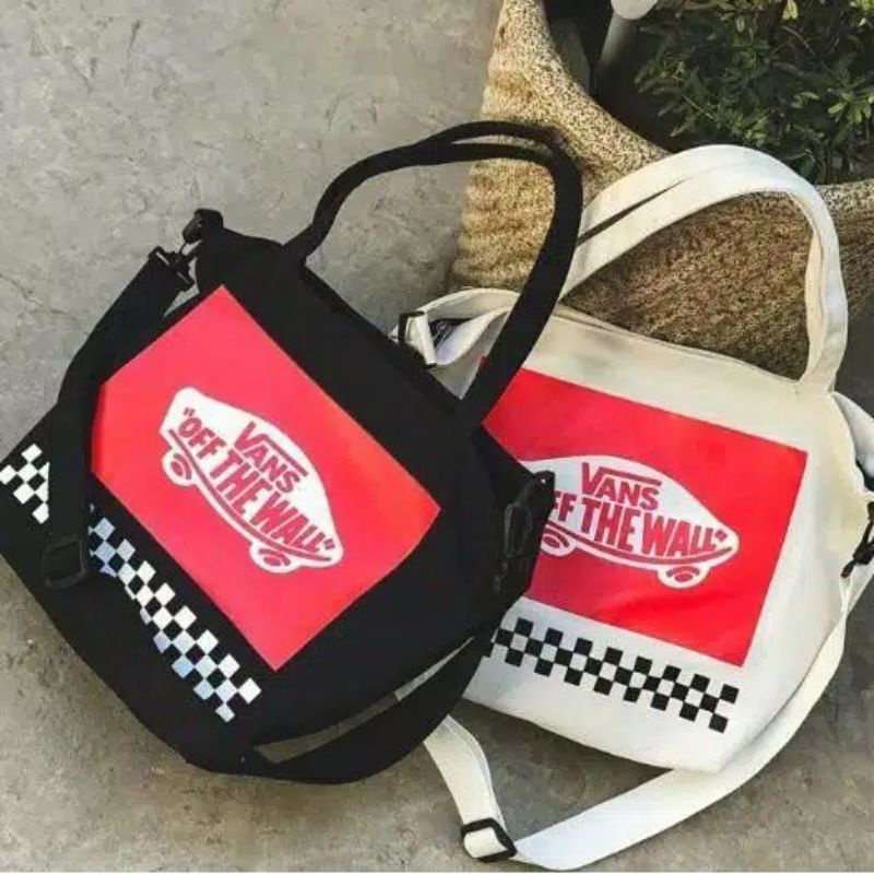 HOT TAS SELEMPANG KANVAS MOTIF TULISAN 'VANS OFF' + RESLETING PENUTUP