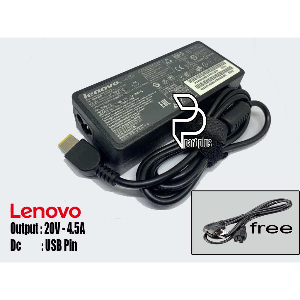 Adaptor Charger Casan Laptop Lenovo  20V-4.5A USB Pin 90W