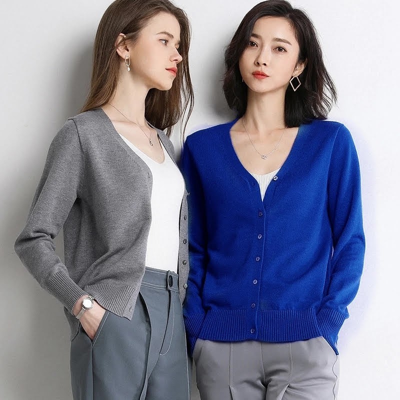Cardigan Rajut Wanita Oversize XL – 2XL Reike / Female Big Kardi Knit VNeck-1
