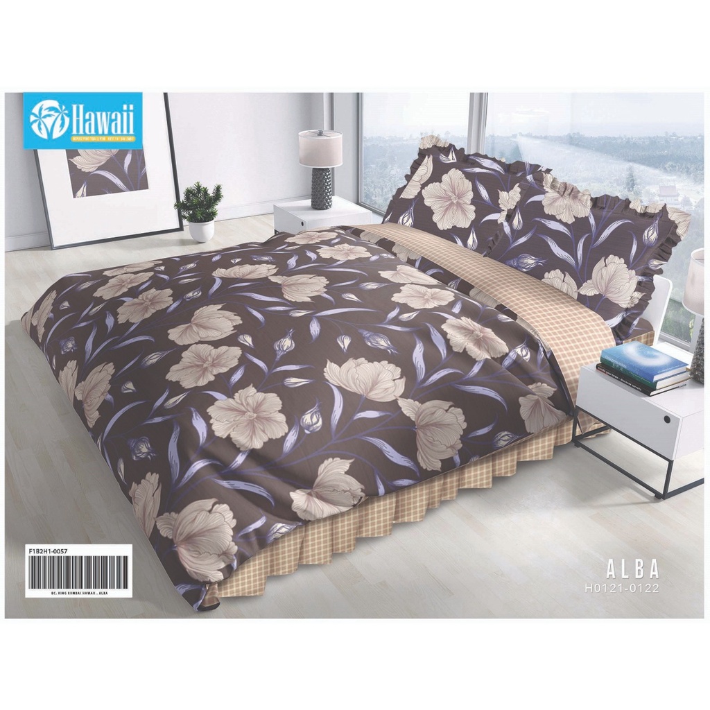 Bedcover Set Hawaii Motif Alba - 180x200x20cm / Bedcover Hawaii Murah