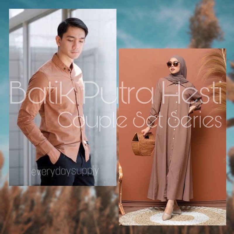 SEPASANG GAMIS NIDIA KEMEJA POLOS PRIA / COUPLE DAILY GAMIS MURAH TERBARU / GAMIS BUSUI KANCING DEPA