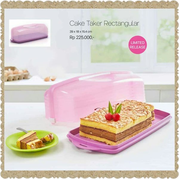 Jual Tupperware Rect Cake Taker Rectangular Ungu / purple ( tempat kue