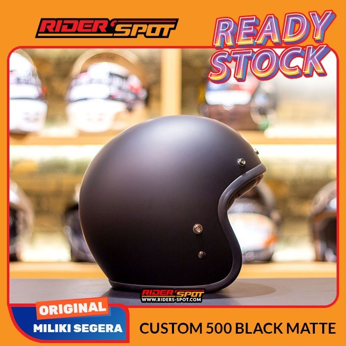 Helm Motor Bell Custom500 Matte Black Open Face Retro Original Helmet