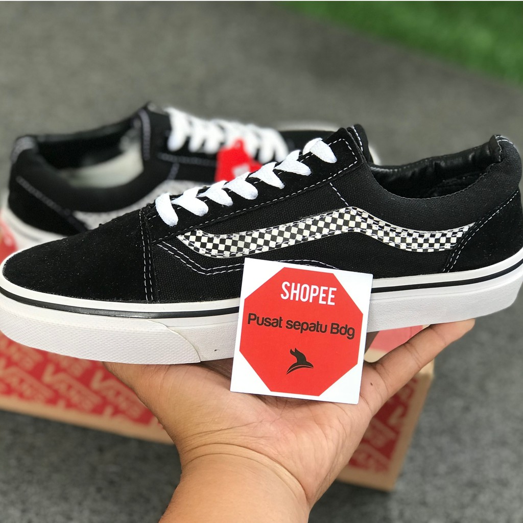 SEPATU VANS OLD SKOOL SURFLUS MIX CHECKERBOARD BLACK