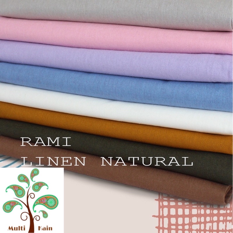 Bahan Multi Kain rami linen merk NATURAL katun cotton eceran per 0.5 meter