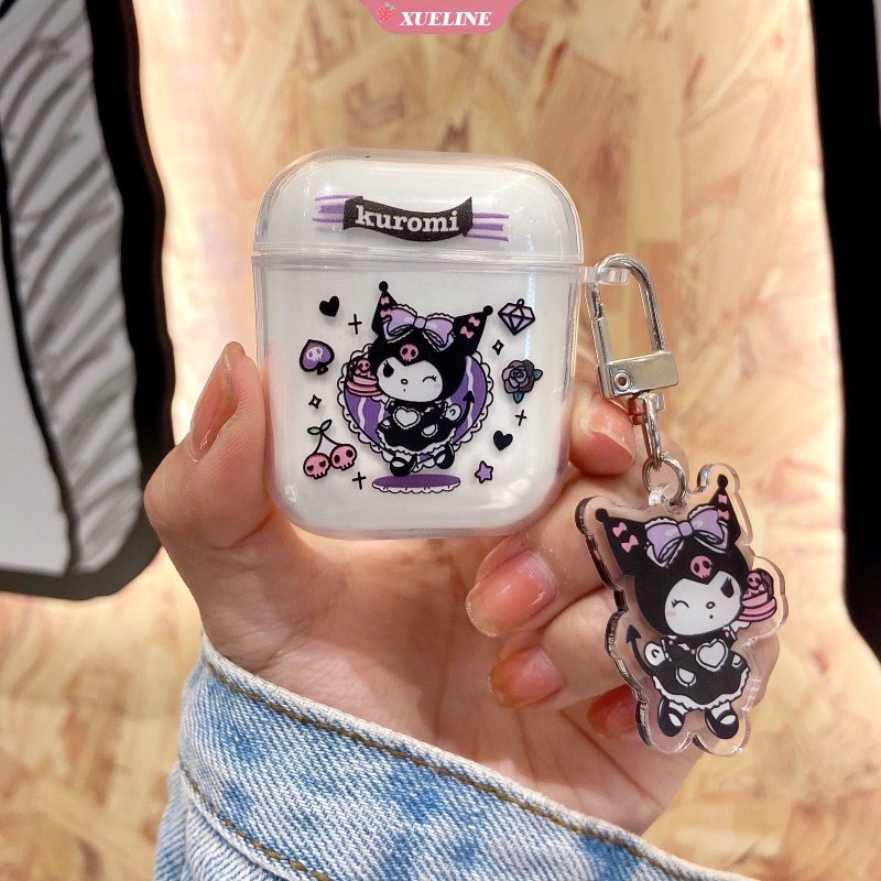 Kuromi Casing Silikon Pelindung Apple AirPods 1 2 Pro Gambar Kartun Warna Hitam