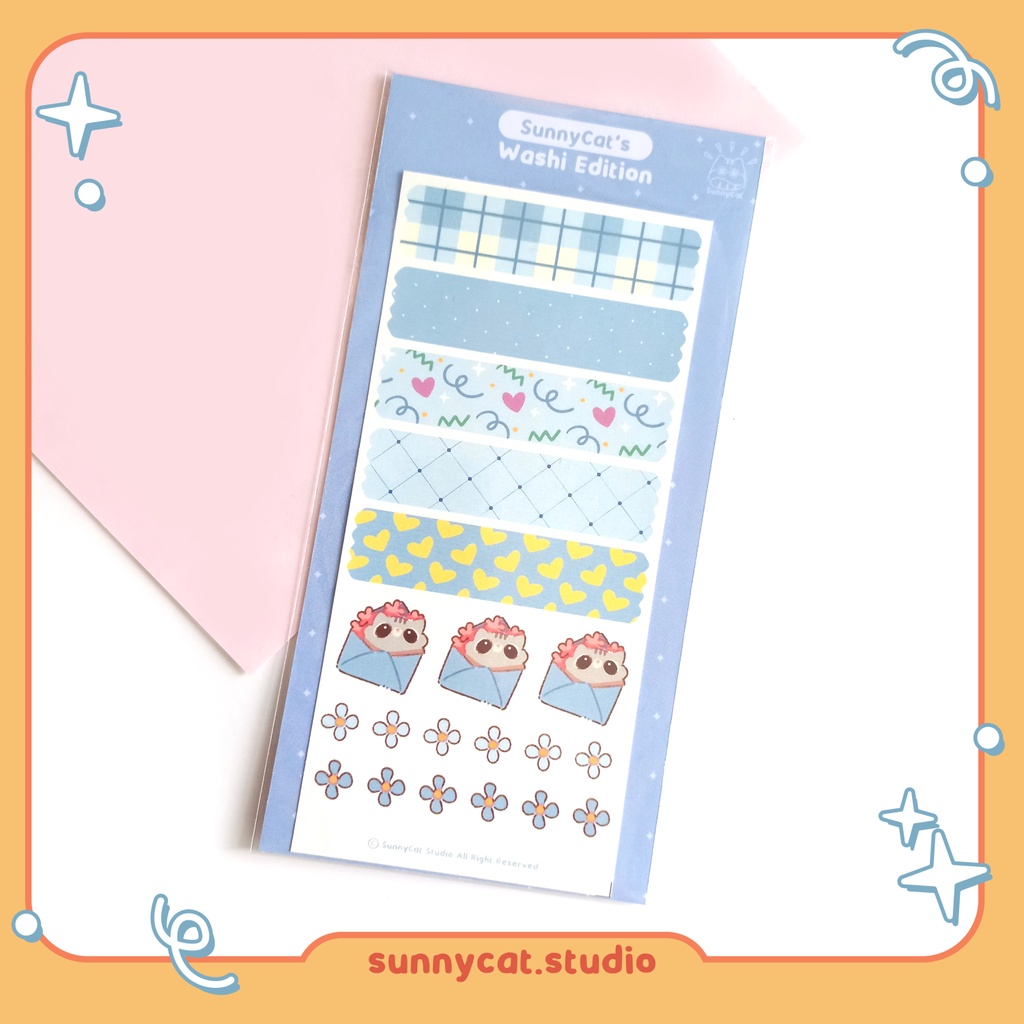 

SunnyCat Sticker Jurnal Washi Kucing Lucu - Biru