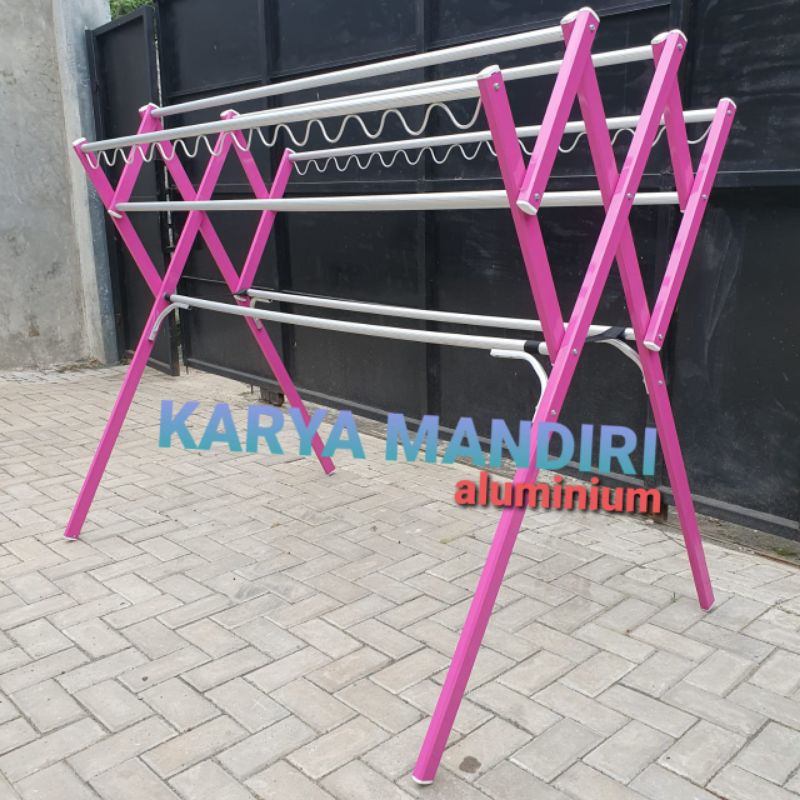 TURBO - Jemuran Baju Super Jumbo / Pakaian / Lipat / Aluminium Warna /180 CM / 1,8 Meter / Pink