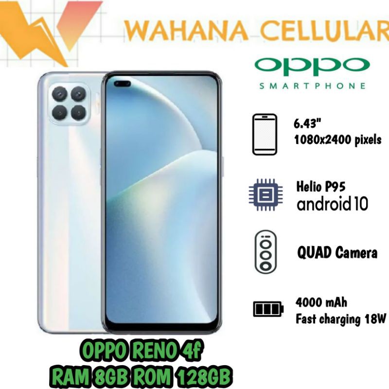 HP OPPO RENO 4F RAM 8/128GB (OPPO RENO 4 F RAM 8GB/128GB)  - Reno 4f 8GB/128GB GARANSI RESMI