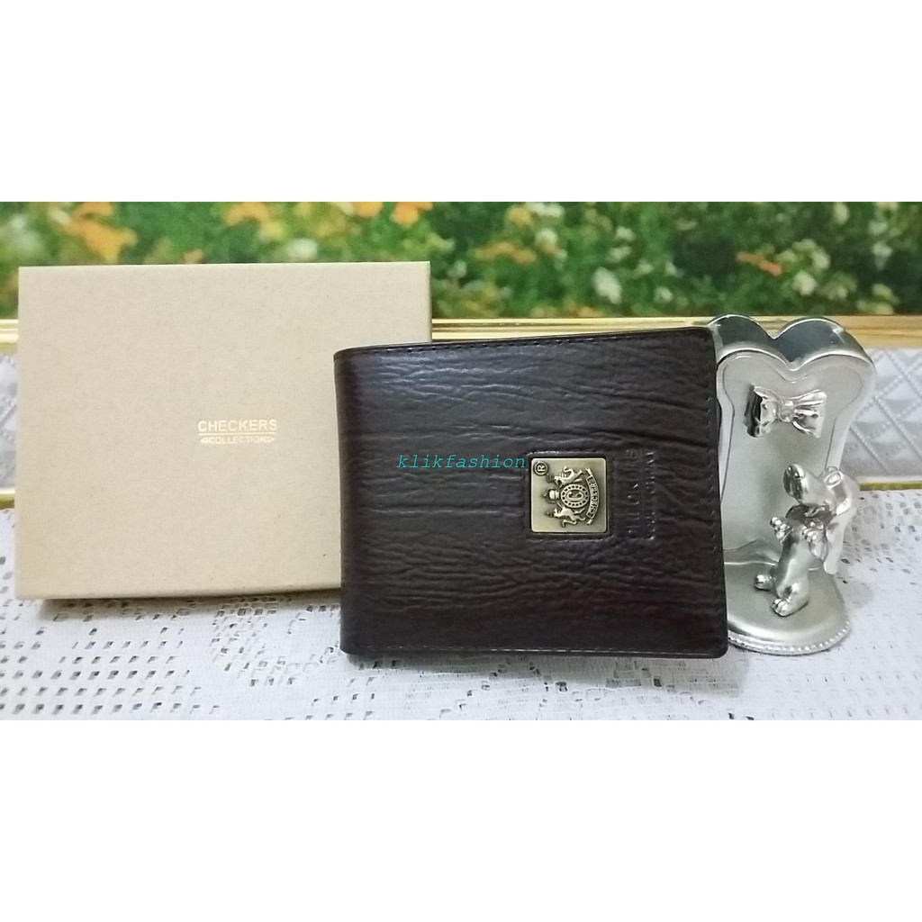 Dompet Pria Kulit Asli (Checkers) Coklat Tua  3-83