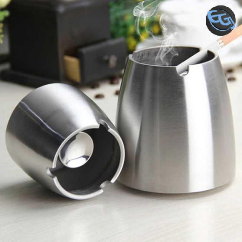 EGJ Firetric Asbak Rokok Anti Angin Cone Cylinder Stainless Steel ZJ38100 [Silver] Grab Medan