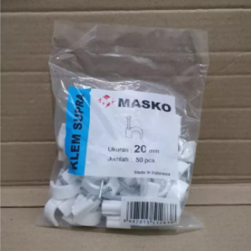 KLEM KABEL PAKU BETON NO 20 MM ( 50 PCS ) MASKO / CABLE CLIP LISTRIK